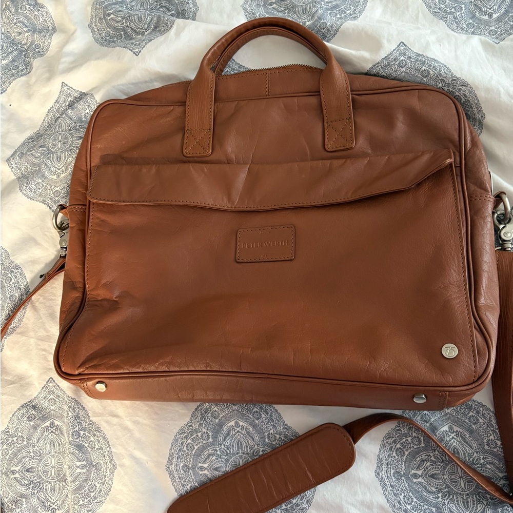 Peter Werth Leather Laptop Briefcase Bag